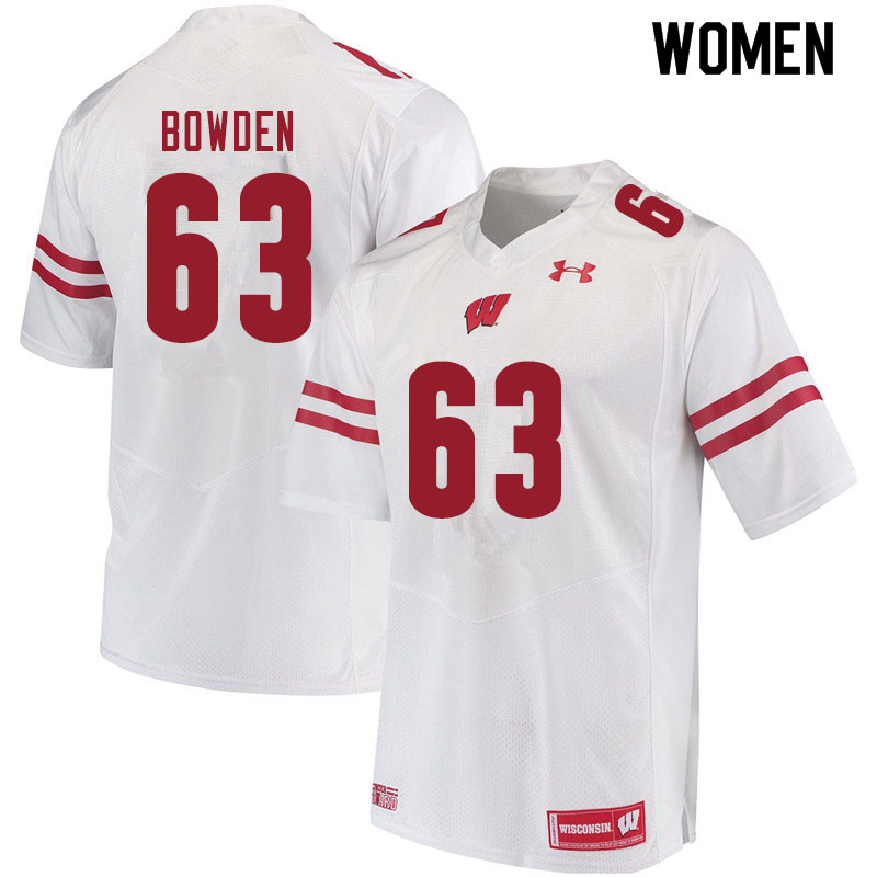 Wisconsin Badgers Women's #63 Peter Bowden NCAA Under Armour Authentic White College Stitched Football Jersey FH40P05ZZ